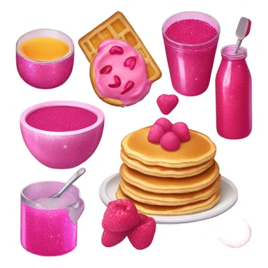 Hot pink breakfast with glitter  sticker