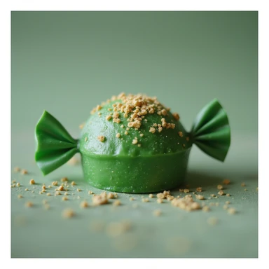 realistic green candy with gold flakes, photorealistic style sticker