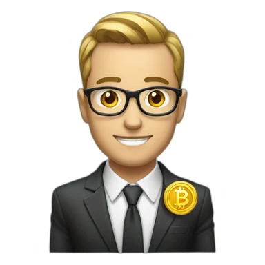 A Businesman with crypto coin sticker