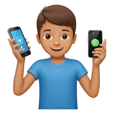 joyful child dancing with a phone in both hands sticker
