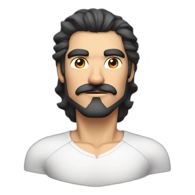 Cartoon, male, heroic, black hair, grey temples, thick mustache, square jaw, red costume, white chest, silver shoulders, white sleeves sticker