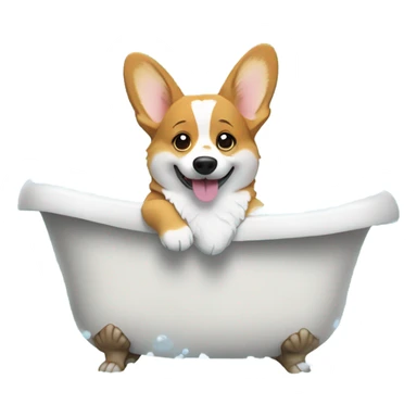 Corgi taking a bubble bath sticker