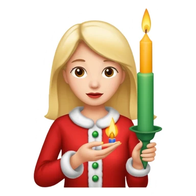 woman holding christmass candle sticker