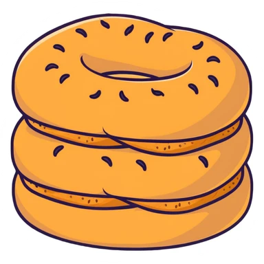 cartoon sticker of a simit, Turkish sesame bread ring sticker