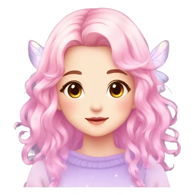 Gorgeous Cute Beautiful Blushing Petite Colorful-Shiny-Pastel-Fairy-Anime-Girl with beautiful gradient pastel hair aesthetic sticker