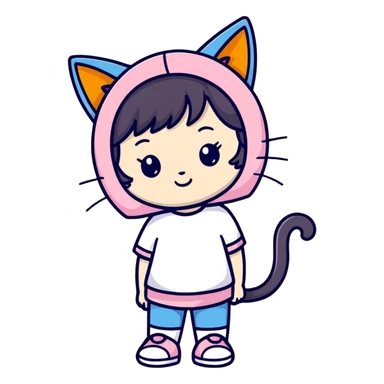Child with cat ears sticker