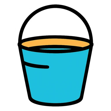 simple and clear water bucket, modern icon style, clean lines, minimalistic sticker