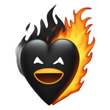 Black heart with black fire sticker