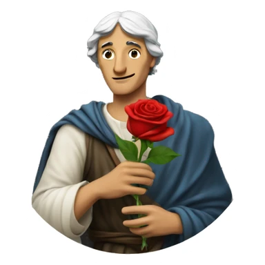 Dante Alighieri holding a rose in his hand sticker
