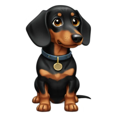 Dachshund negro atigrado con collar sticker