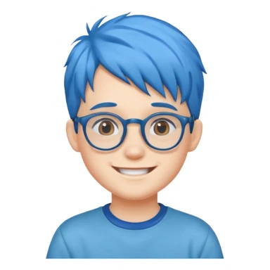 blue haired kid with glasses sticker