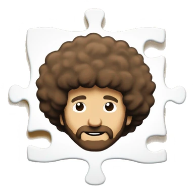 Bob Ross doing a jigsaw puzzle sticker