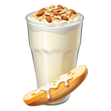 A large white leg bone clearly floating in the center, very prominent and glowing. Around it at a distance are separate calcium-rich foods: yogurt cup, pile of shredded cheese, almonds, and sesame seeds. sticker