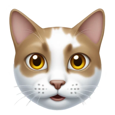 White cat with a brown spot in its face being funny sticker