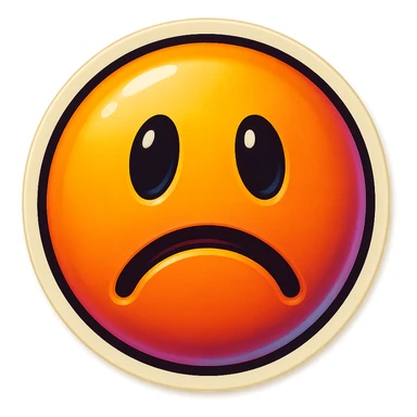 A face displaying a disappointment emotion. The sticker should have a transparent background with a clear outline. Ensure the sticker is neatly composed and does not extend beyond the edges. sticker