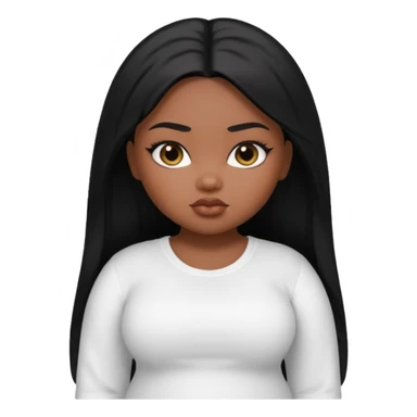 fat dark pretty bratz girl with black straight hair and white full sleeve sticker