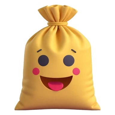 3D flour sack, soft fabric texture, 3D emoji style sticker