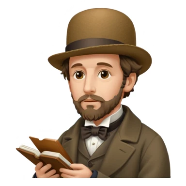 Charles Dickens writing near the seashore sticker