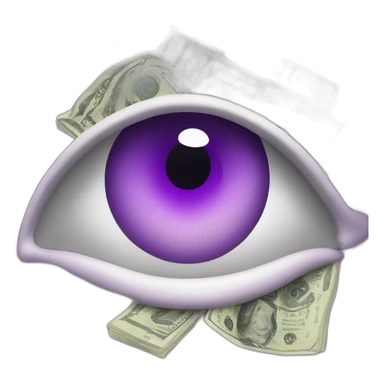 purple eye looking at money sticker