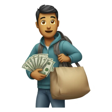 A man carrying overloaded bag of money sticker