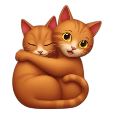 brown cat hugs a red cat sticker