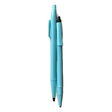 Light blue notebook with pen sticker