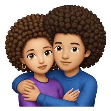 A lightskin with afro boy and brown skin girl with curls hug sticker