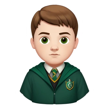jamie waylett is vincent crabbe in harry potter, wear hogwarts slytherin uniform, very short brown hair sticker