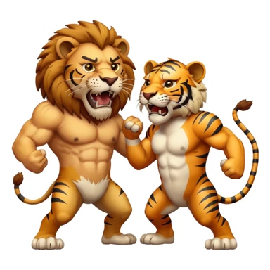 brutal fight between one lion and one tiger  sticker
