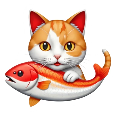 Cat eating a fish with lipstick on sticker