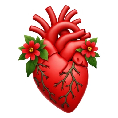 Real heart with made my red flowers tiny sticker