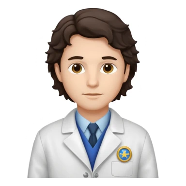 male dark brunette wavy hair vet sticker