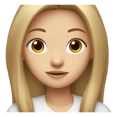 White girl with long light brown straight hair and brown eyes. She's wearing a white blouse.  sticker