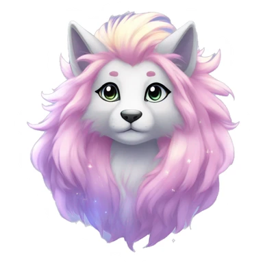 Shiny Sparkly Fluffy Long Mane Kawaii Ethereal Anthro Sona Nebula-Crystal-Fakemon sticker
