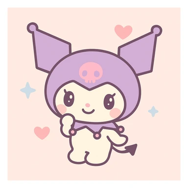 Kuromi character, cute mischievous style, full body, simple background sticker