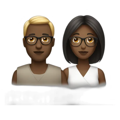 black woman white man couple with glasses sticker