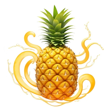 Golden pineapple slices, translucent papaya, and ginger roots floating around a spiraling ethereal stomach. Flowing streams of light moving through the digestive system, dissolving blockages and creating a sense of lightness and clarity. sticker
