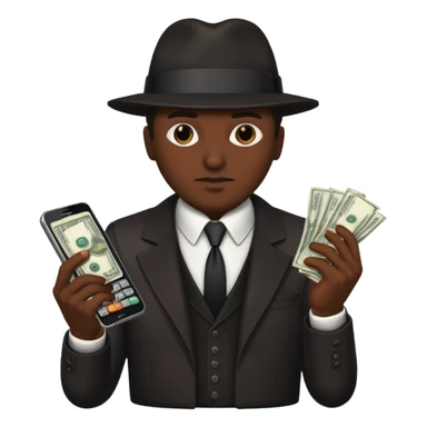 Mafia boss holding money and phone sticker