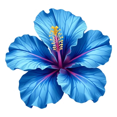 blue hibiscus flower with a green leaf sticker