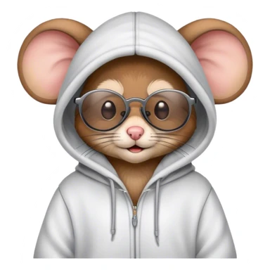 mouse with glasses and wearing hoodies  sticker
