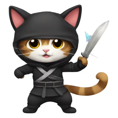 Cat in Ninja costume with throwing stars sticker