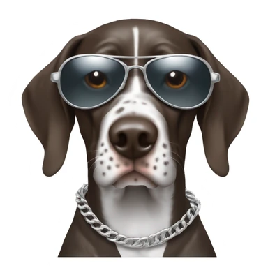 German shorthair pointer wearing aviator sunglasses and silver chain  sticker