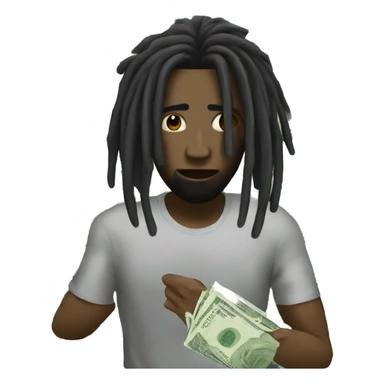 A man with no face and dreads being surrounded by with cash as aura sticker