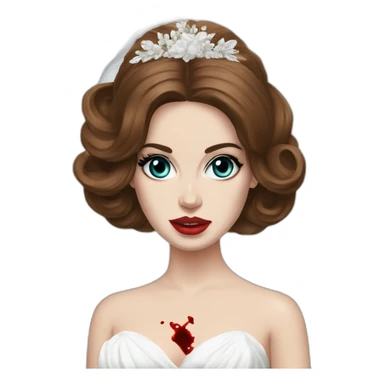 lana del rey in a bridal gown with a splash of blood sticker