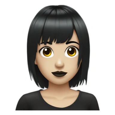 Emo girl with black strait hair with bangs and piercings sticker