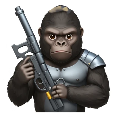 A mean gorilla holding a big gun sticker