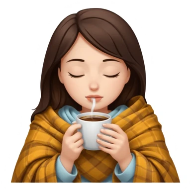 girl brunette inside a blanket sipping coffee eyes closed sticker