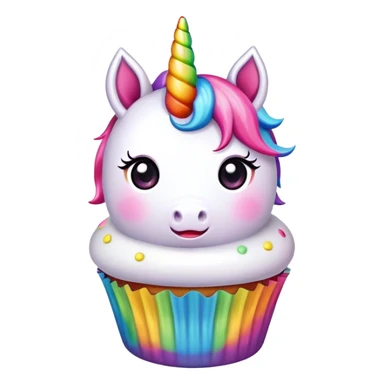 kawaii rainbow unicorn cupcake sticker