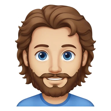 Lebanese man with one blue eye and one brown eye, light beard, kind smile, blue shirt, brown longish wavy hair sticker