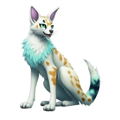 Epic Edgy Colorful ethereal eldritch Sergal-Serval-Fionbri full body sticker